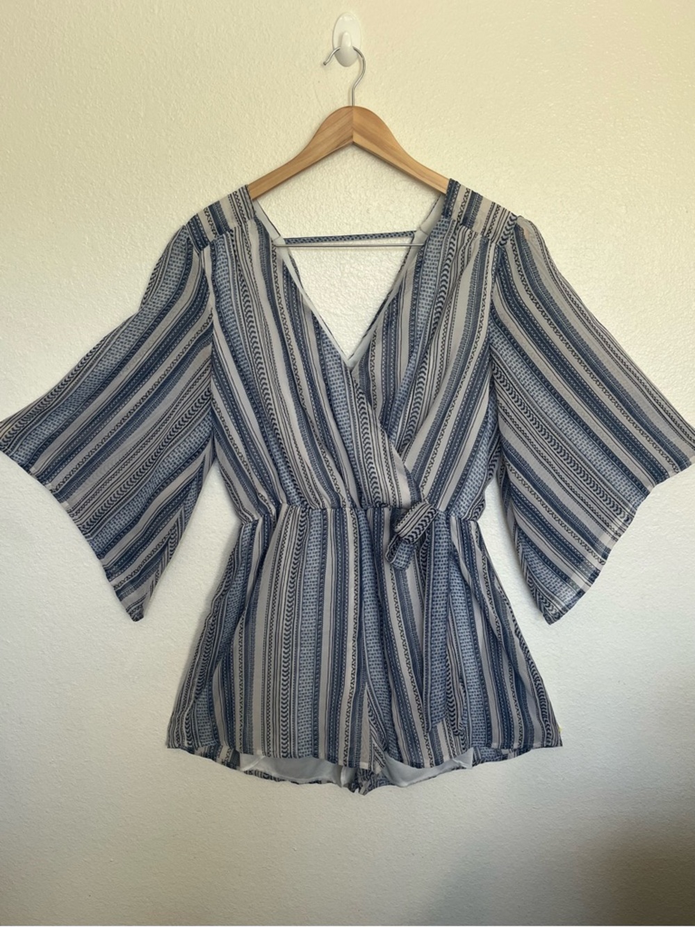 bailey blue Striped Romper Blue & White Bohemian